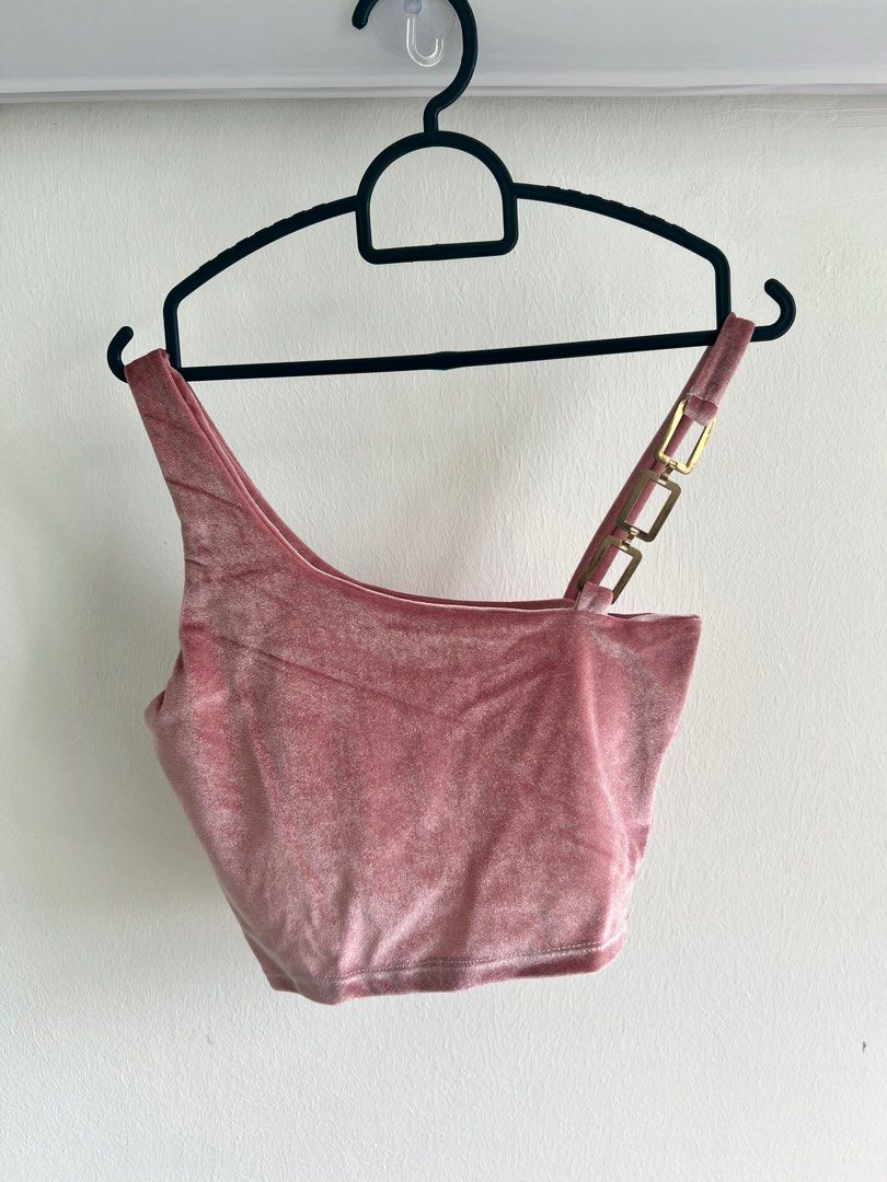 Pink velvet tank sales top