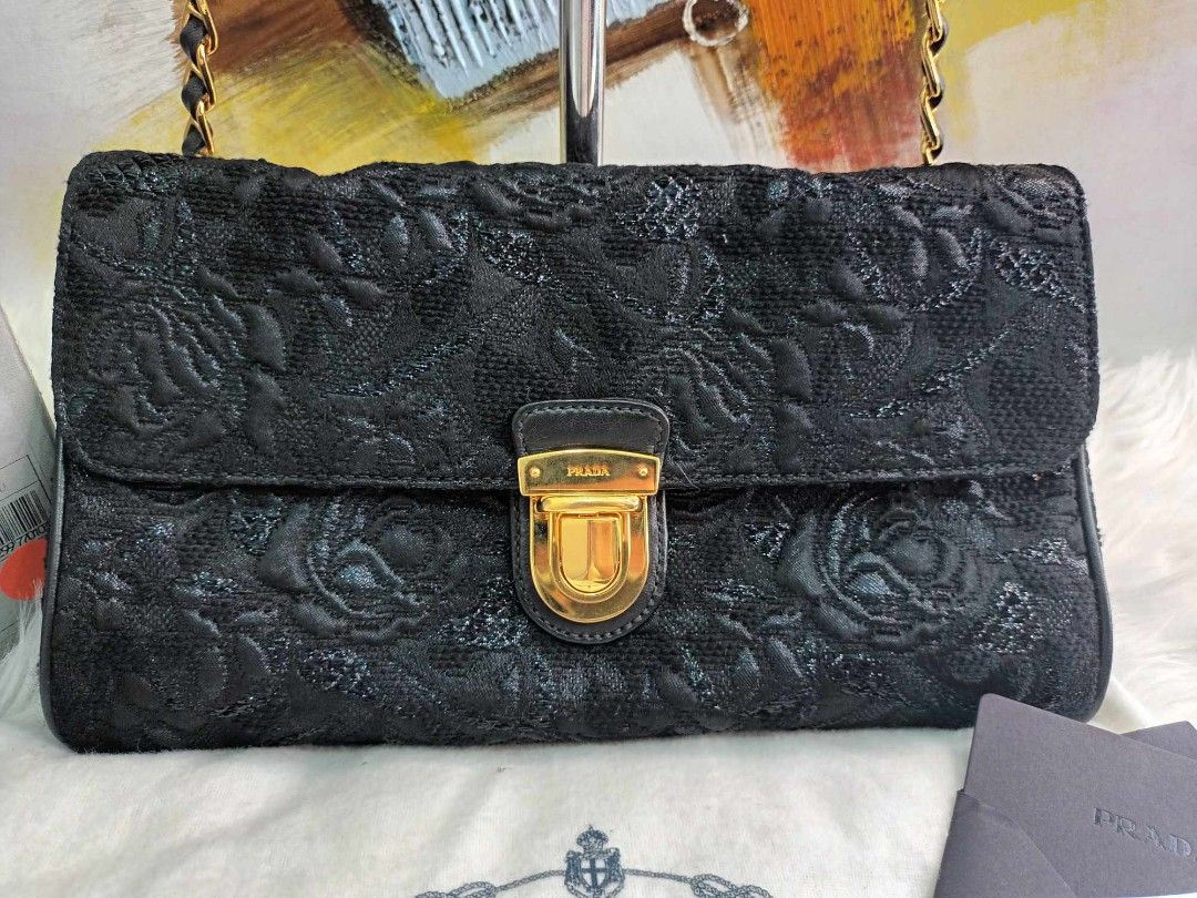 Prada floral discount brocade shoulder bag