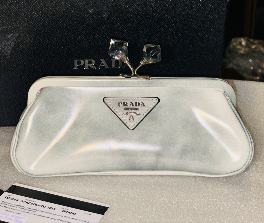Prada silver clutch outlet