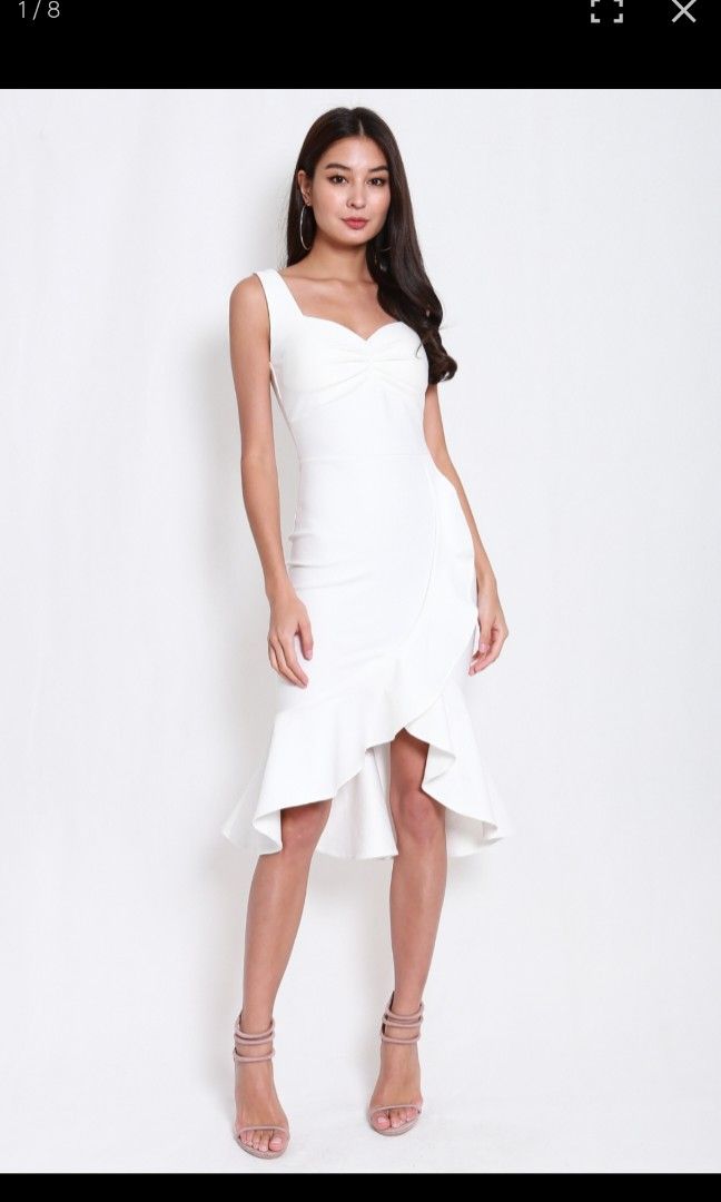 White midi mermaid dress best sale