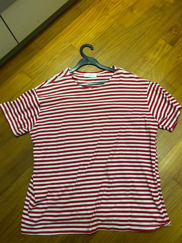 Red and White Striped Shirt Men s Fashion Tops Sets Tshirts