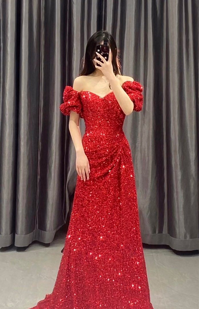 Red strapless formal gown sale