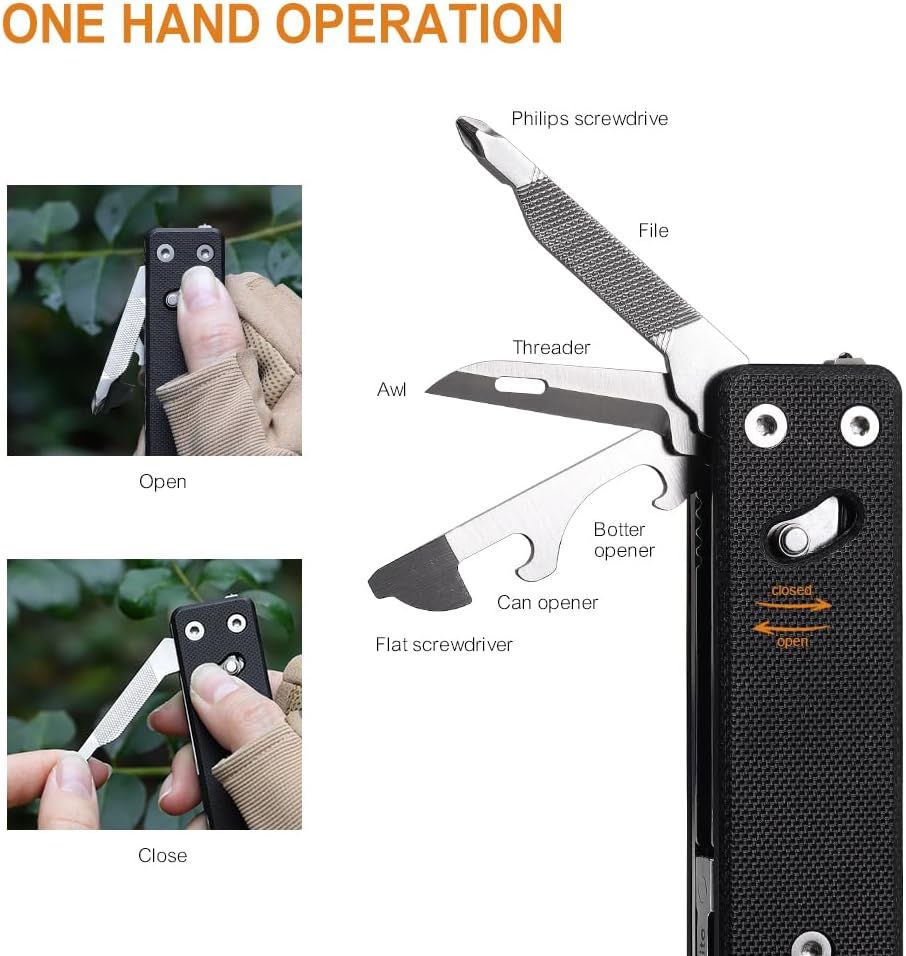 ROXON S803E Elite Flash Multitool with 20 functions including strong  pliers, Flint Rod, full-size lockable blades for Outdoor Essential Survival  Tool (D2 Blade) 
