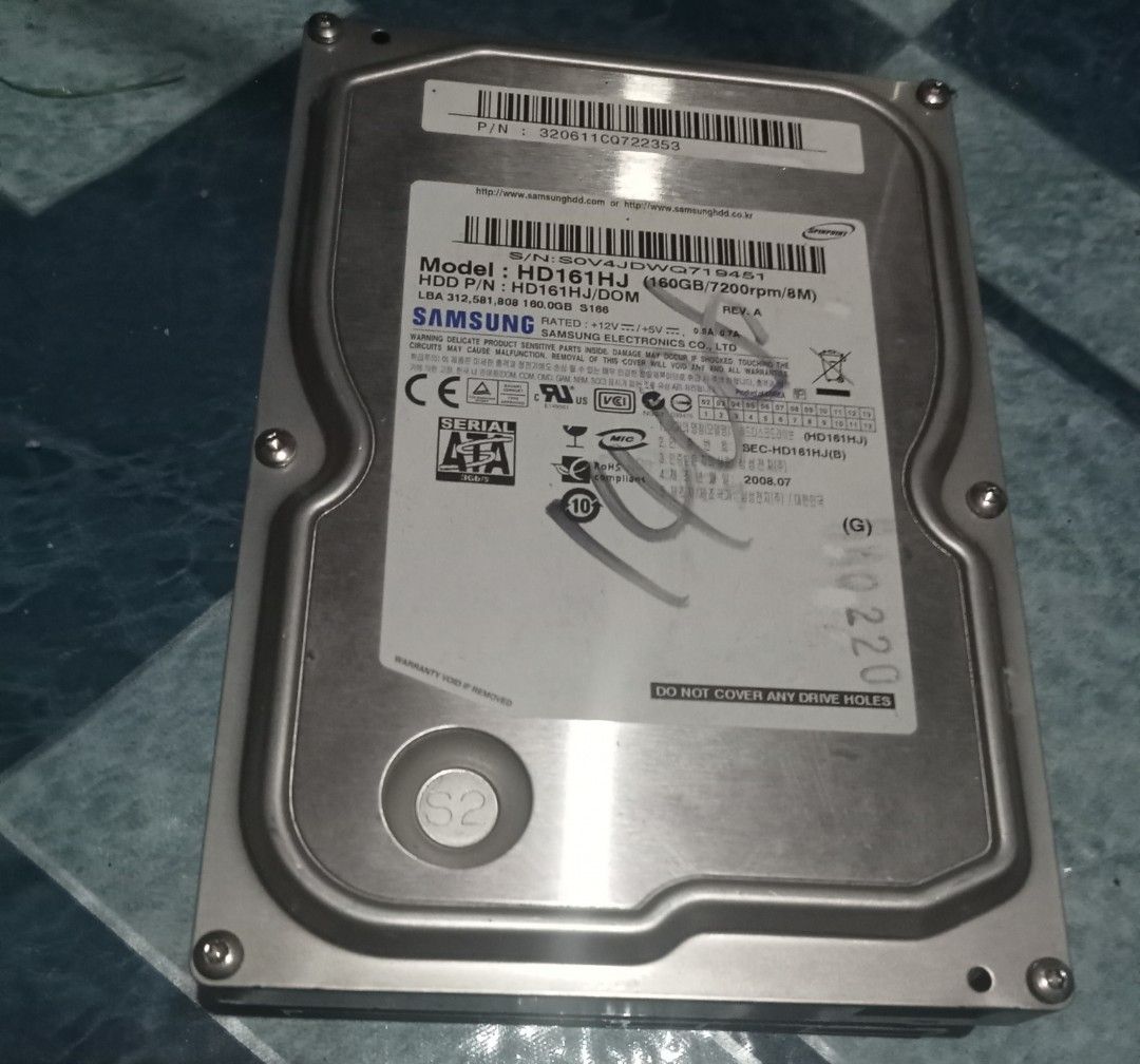 Samsung 160GB Desktop Hard Drive HDD (Category: Computer Parts) located in Cainta. Submitted by whiteelephantph (Listing ID 1281980948, Image 3). Description: 100% health.