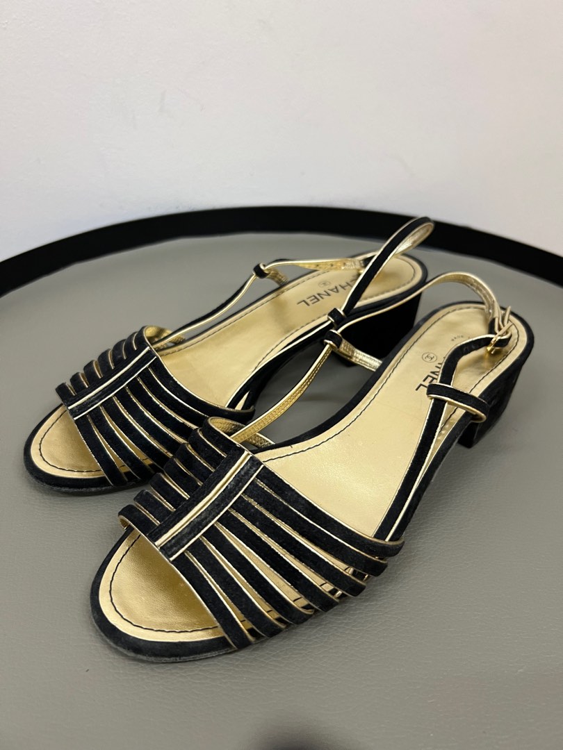 Chanel block heel sandals hot sale