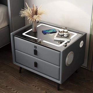 Smart Bedside Table Wireless Charging LED Tricolor Lamp USB Connector Function Bluetooth Speaker