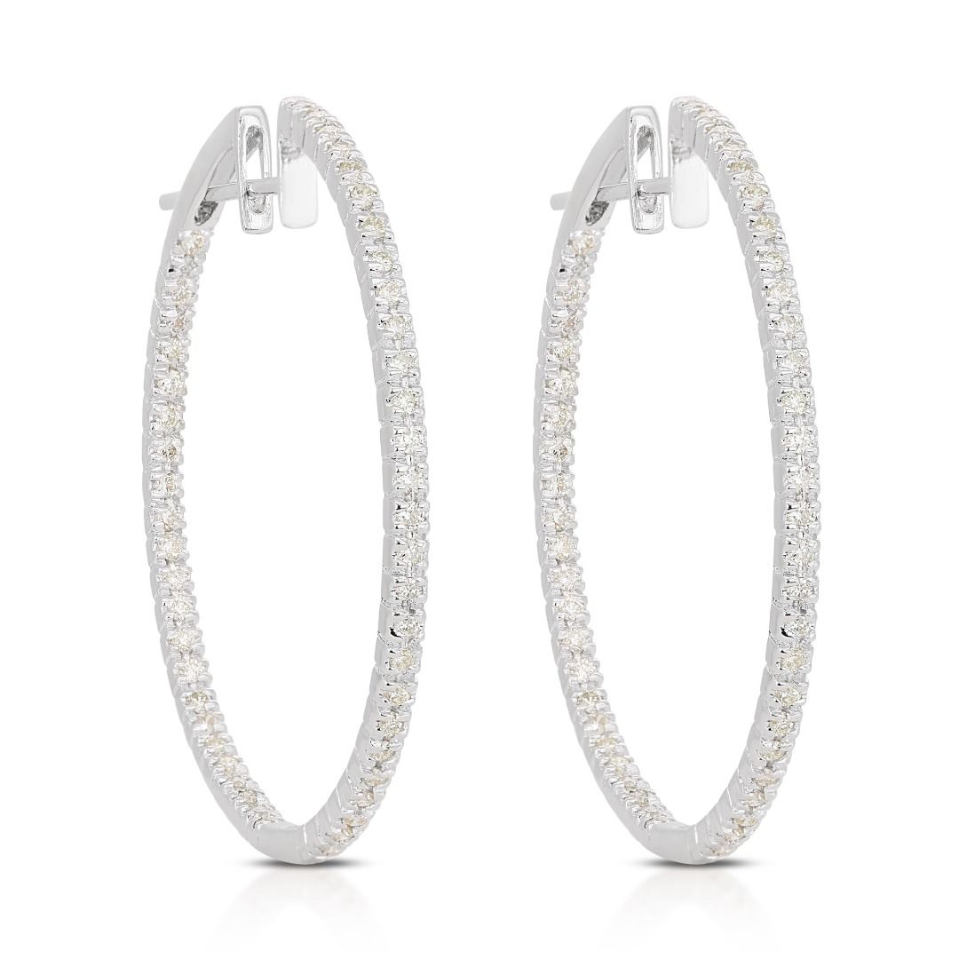White gold diamond cheap hoop earrings