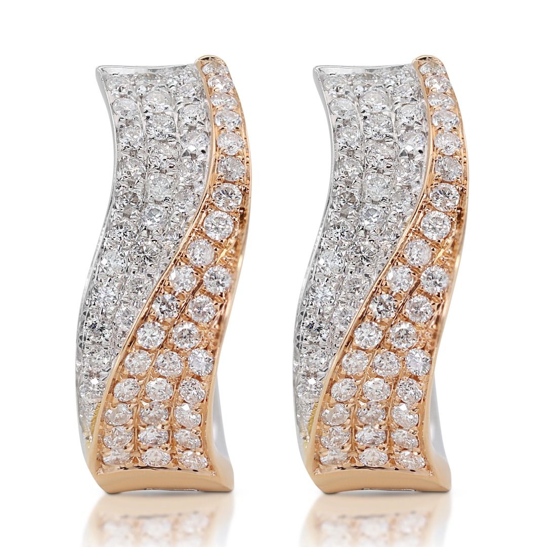 Stunning 18K Two tone 1.12ct Diamond Plug Earrings SE RG 203198