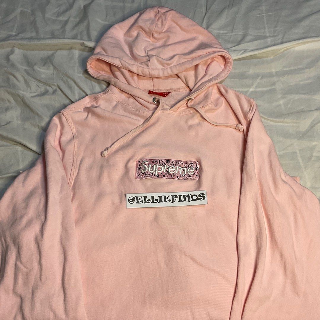 SUPREME HOODIE PINK BANDANA