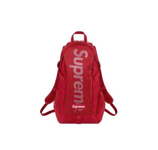 Red supreme shop leather backpack