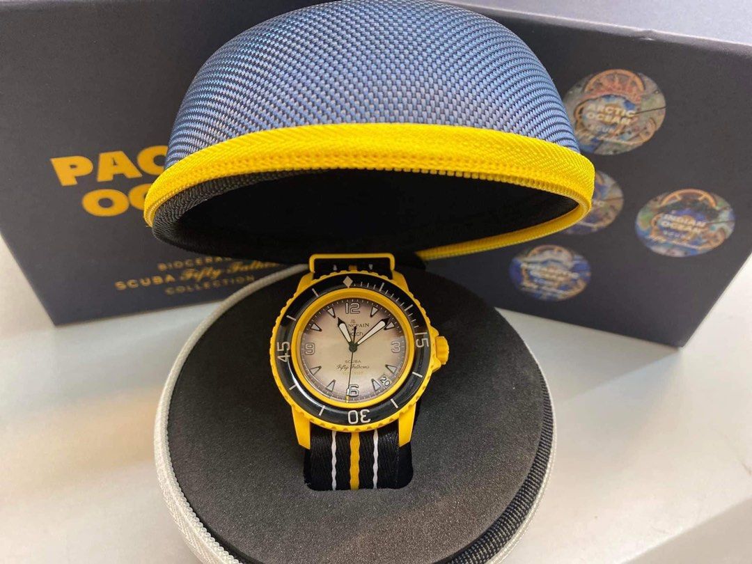 Swatch x Blancpain (Category: Luxury Watches) located in Rizal. Submitted by LuxbyMarifrance (Listing ID 1281824756, Image 2). Description: 🏷️ 3,000 only + SF ⌚️ Swatch x Blancpain 📌 With box, paper bag and care card * Atlantic and Artantic - 3200 ✨All trademarks, logos and brand names are reserved and property of the original brand owners. #coachph #authenticqualitybagsph #authenticqualitybags #lowestpriceguaranteed #cochfactoryoutlet #LuxbyMa