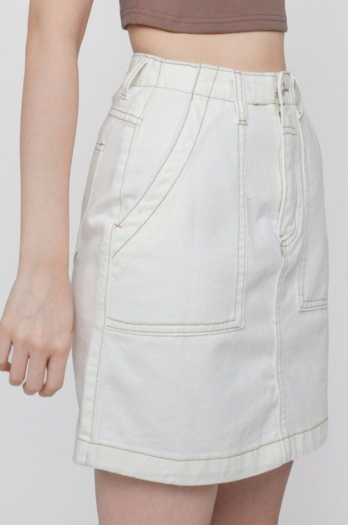 White contrast hot sale stitch skirt