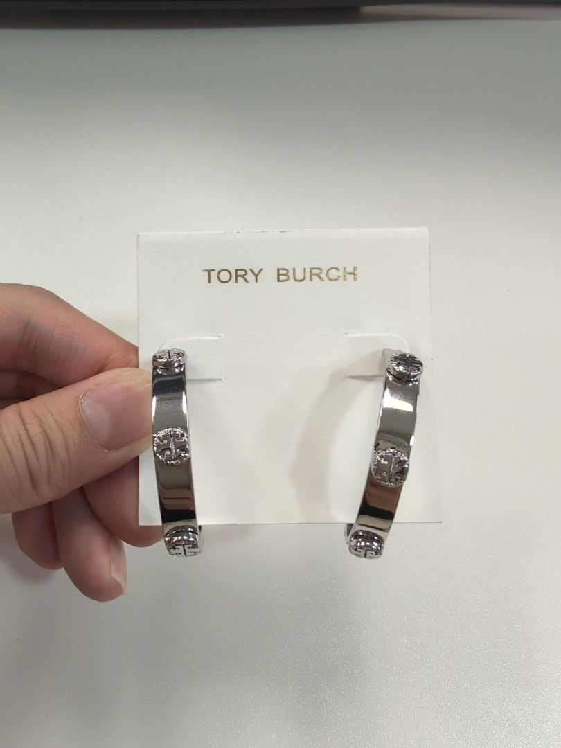 Tory Burch Milgrain Logo Hoop Earrings Carousell