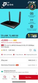 TP-Link TL-MR150 Wireless 4G LTE 300Mbps Wi-Fi Router
