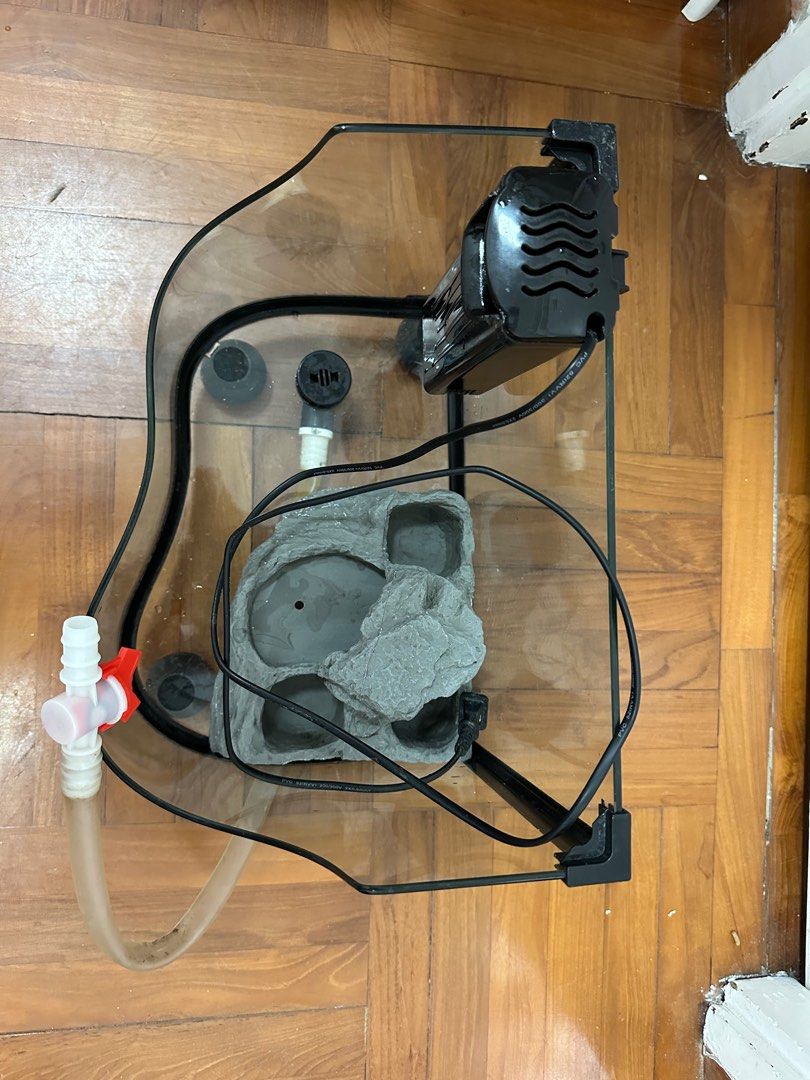 Turtle tank 龜缸 帶假山& 過濾, 寵物用品, 寵物家品及其他 - Carousell
