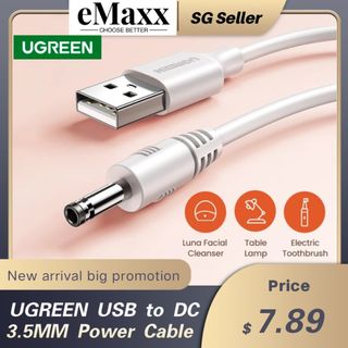 thumbnail image 2 of Black USB To DC 5V 2A Charger Power Cable – 3.5mm X 1.35mm Barrel Jack, 70-80cm, Universal 2 of 3