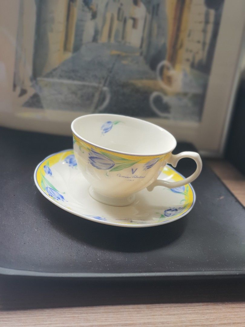 Valentino Cups and Saucer (Category: Coffee & Tea Tableware) located in Rizal. Submitted by missytin (Listing ID 1281837146, Image 2). Description: price per duo set (1 cup + 1 saucer) 4 sets available branded!!! GIOVANNI VALENTINO tulip design LP POSTED!!!!!.