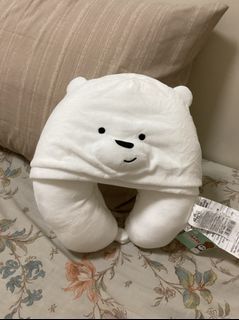 We Bare Bears Neck Pillow with hood Ice Bear Miniso