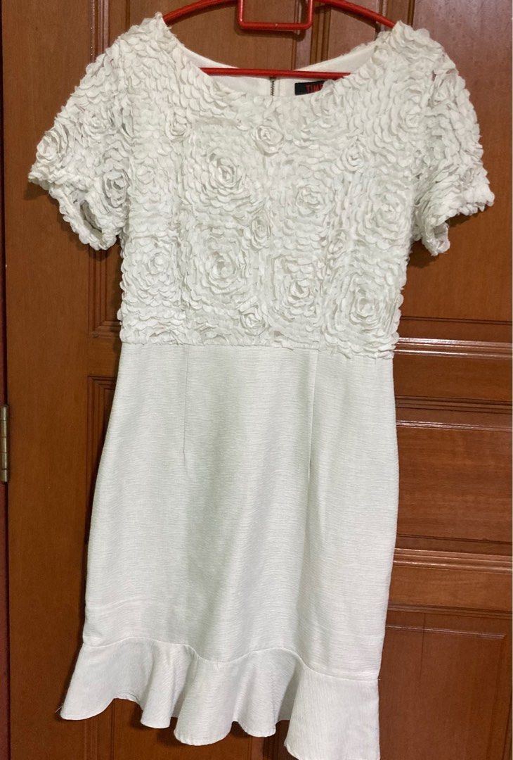White rose Lace Dress Korean style both formal and dating causal