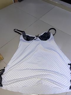 white with black lace lingerie slip dress