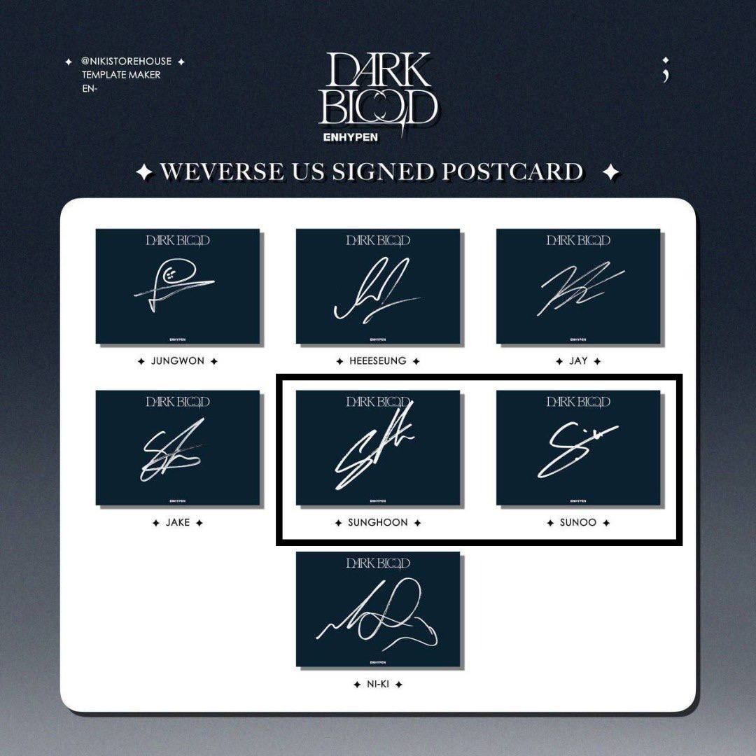 wtb enhypen signed dark blood postcard, Toys & Collectibles, Fan