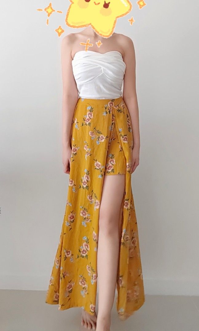 High waisted on sale floral skirt yellow