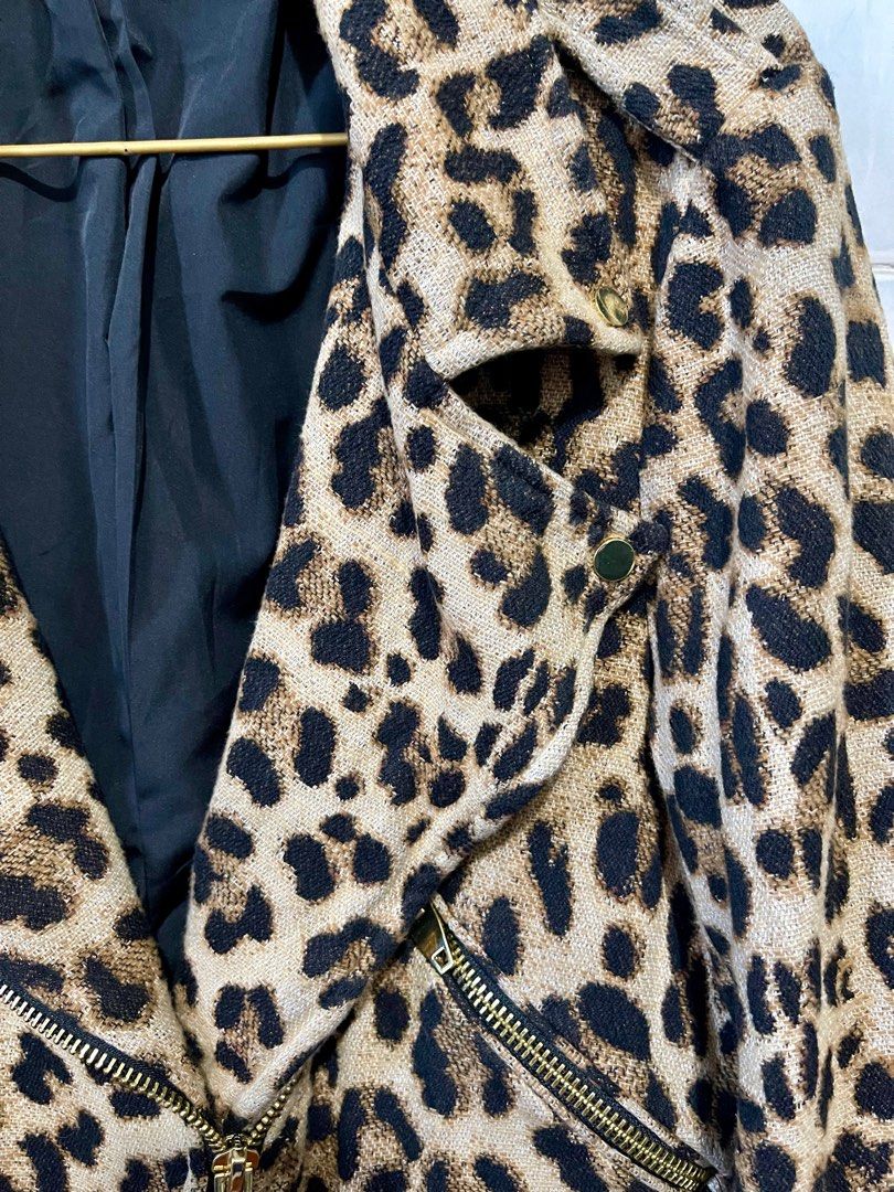 Leopard print biker jacket zara hot sale
