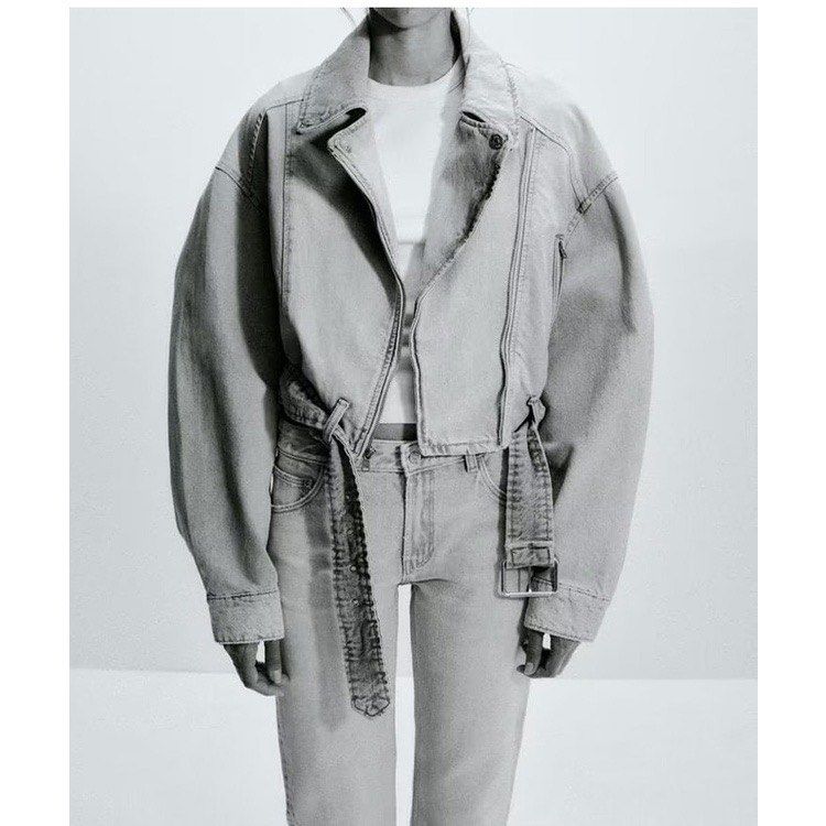 White denim biker jacket new arrivals