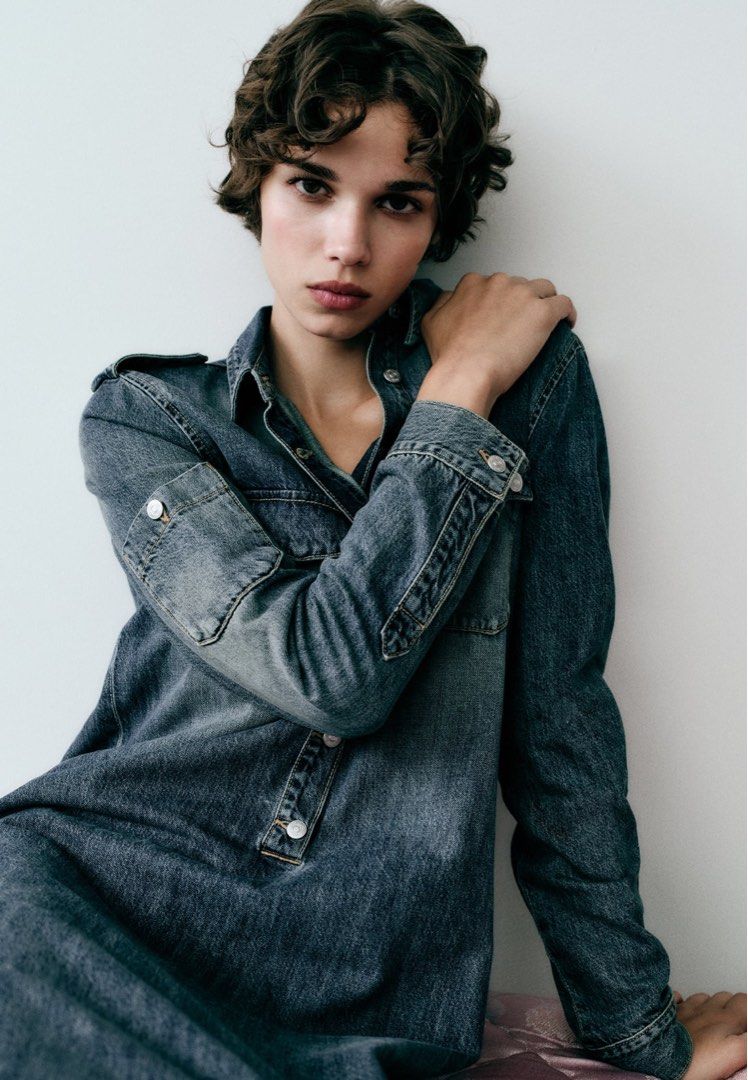 Zara trafaluc denim dress on sale
