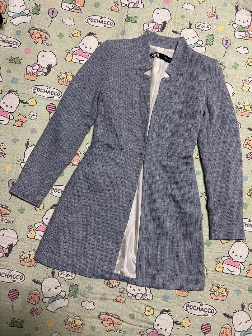 Zara inverted lapel shop frock coat grey