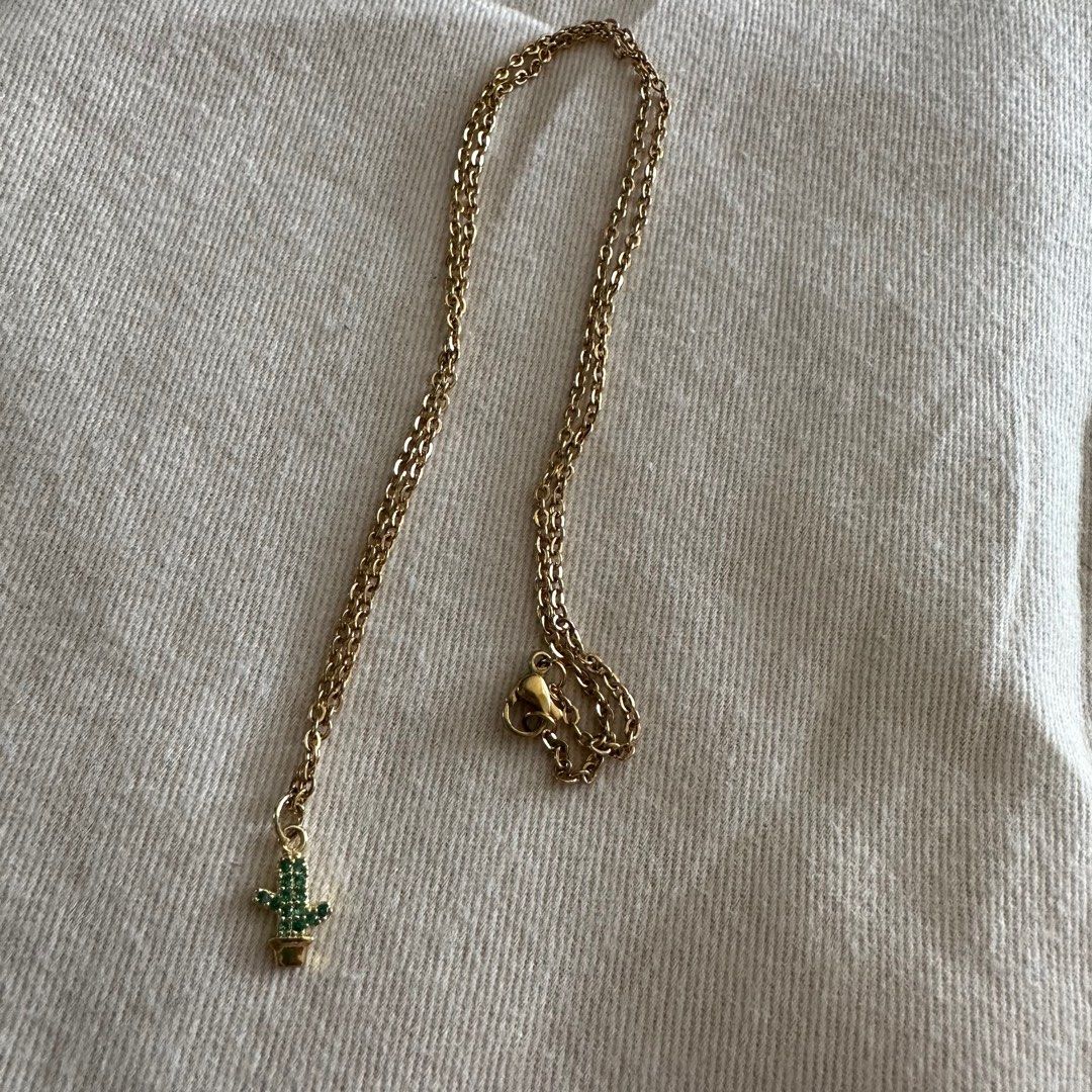 Gold shop cactus pendant