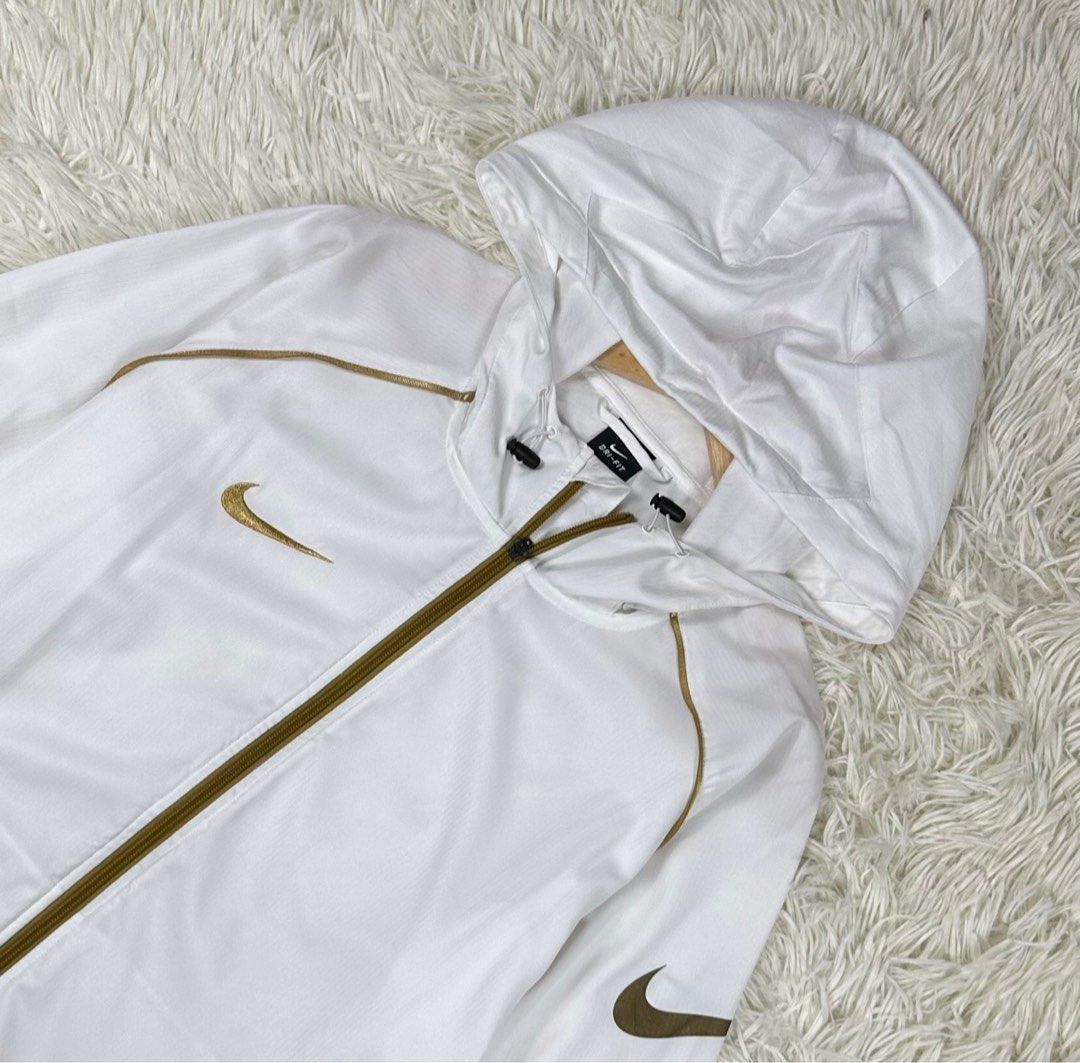 White and gold nike jacket cheap