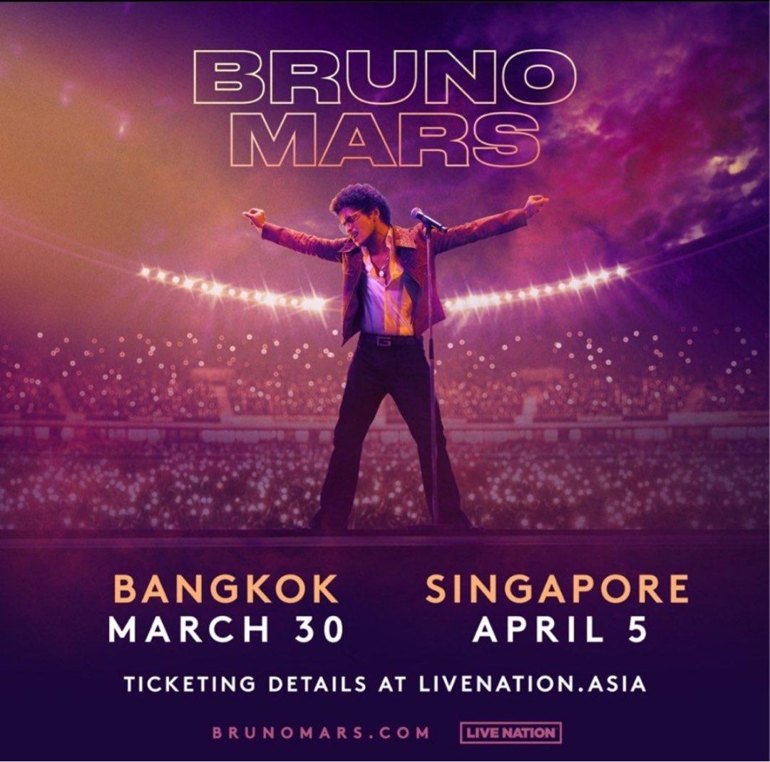 WTS 2 x Bruno Mars Live In Bangkok, Tickets & Vouchers, Event Tickets