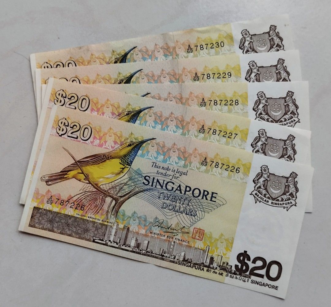 5run $20 Singapore Bird Series Banknote A/69 787226 Hobbies Toys