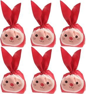 🆕️ 10pc Large Easter Bunny Egg Rabbit Ear Gift Souvenir Candy Loot Sack Bag
