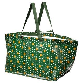 🆕️ IKEA Large Green Star Pattern Holiday Shopping Bag 71L