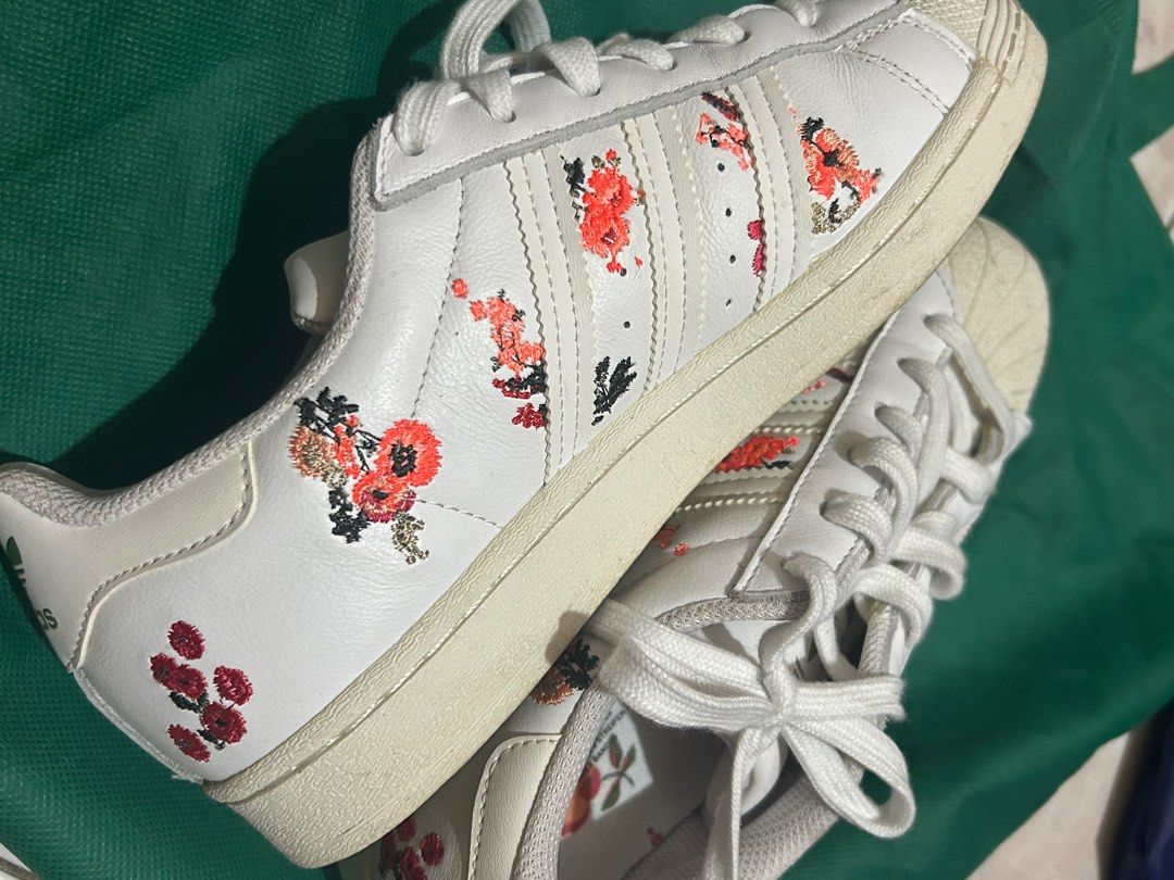 Adidas Superstar White Flower Limited Edition Women s Fashion Footwear Sneakers on Carousell