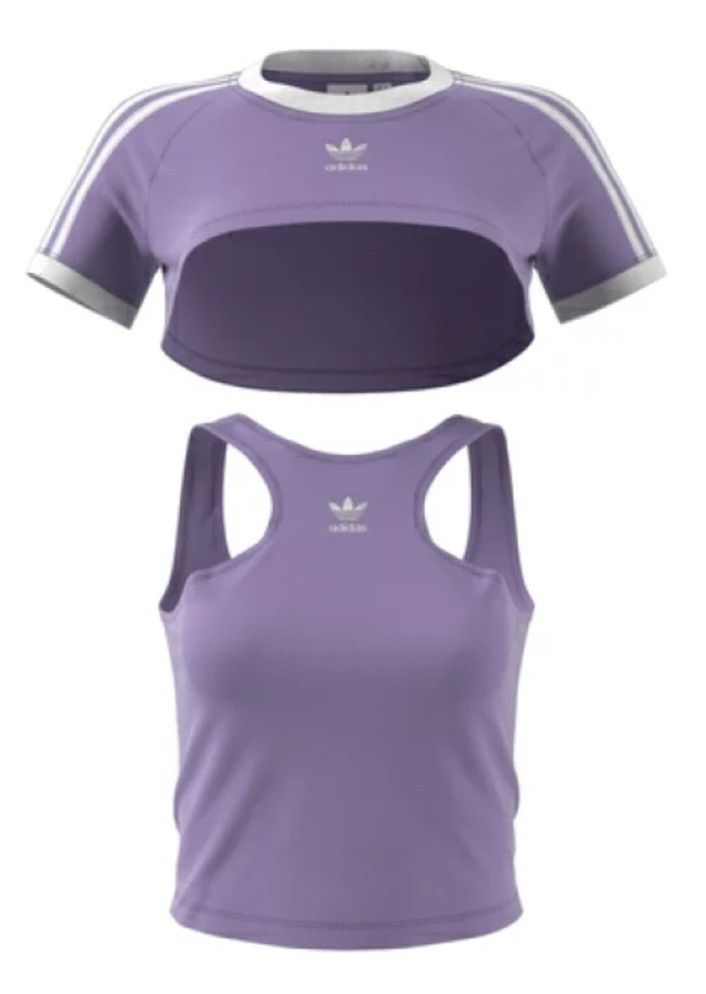 Purple adidas new arrivals crop top