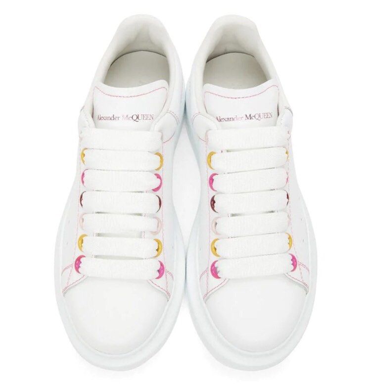 Alexandra McQueen White Rainbow Eyelets Oversized Sneaker Luxury