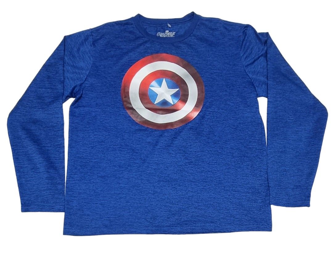 Auth Avengers Captain America Polyester Long Sleeve Shirt Large Men s Fashion Tops Sets Tshirts Polo Shirts on Carousell