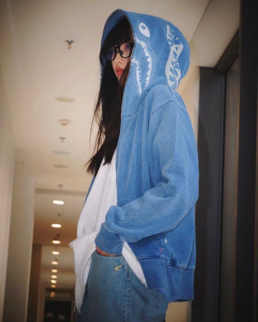Bape indigo hoodie clearance