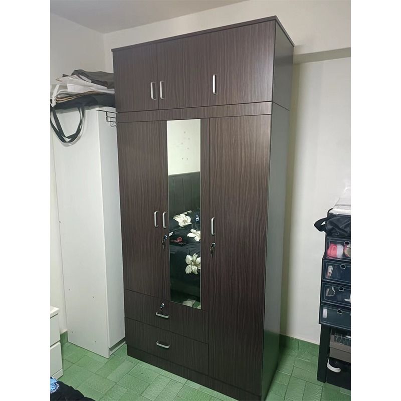 Plywood wardrobe with mirror top
