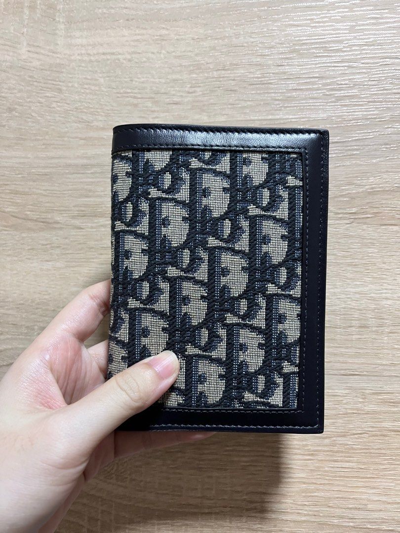Blue Dior Oblique Jacquard passport cover pass port holder