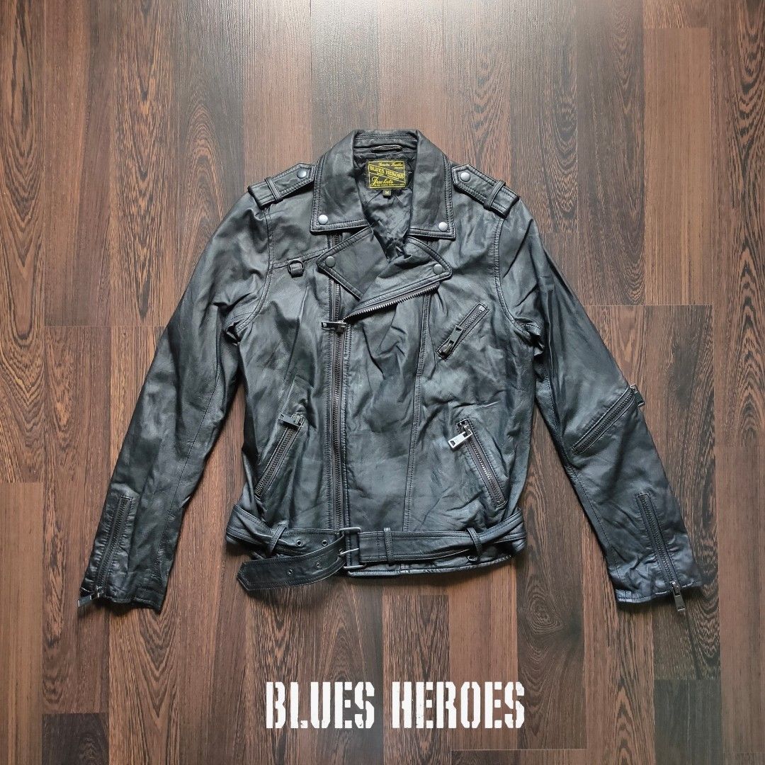 BLUES HEROES Biker Moto Leather Jacket Men s Fashion Coats Jackets and Outerwear on Carousell