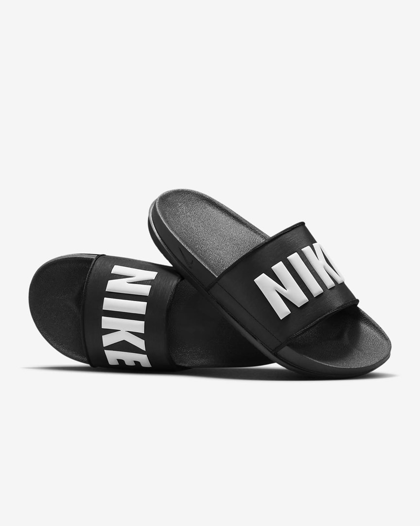 White and cheap grey nike slides