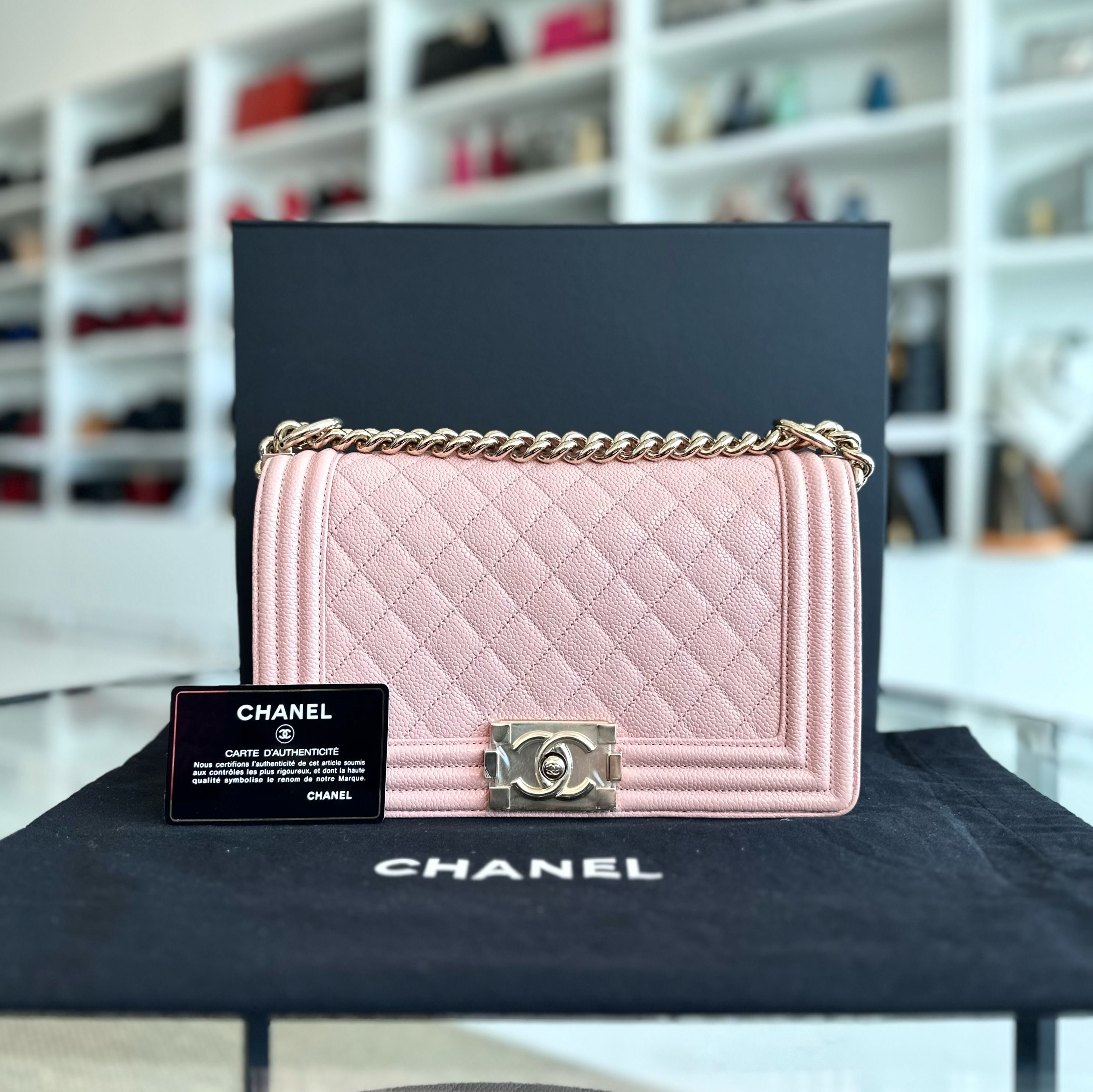 Brand New Series 29 Chanel Caviar Boy Old Medium 25CM Leboy Sakura Pink LGHW No 29