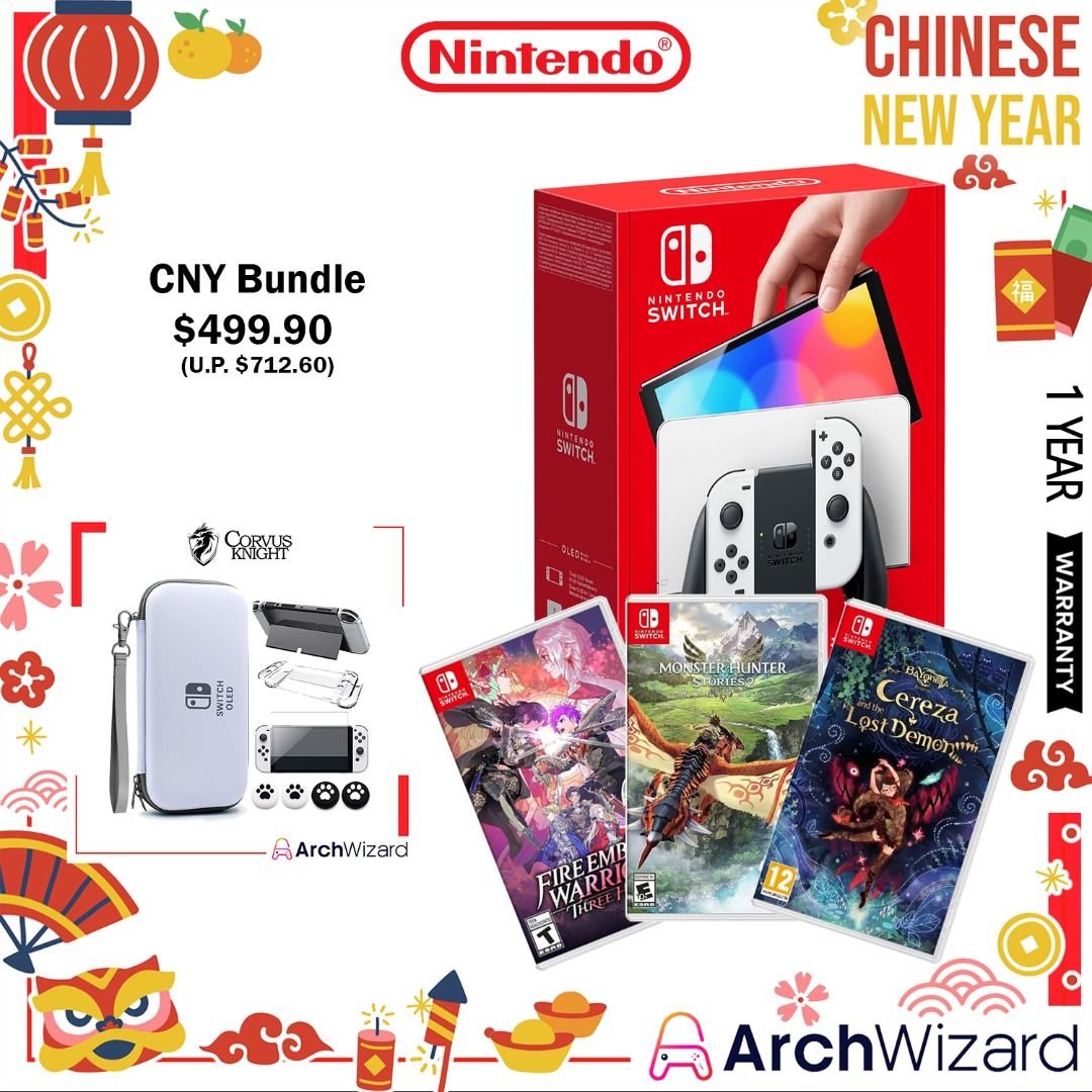 Chinese New Year Promo Nintendo Switch OLED White Game Bundle