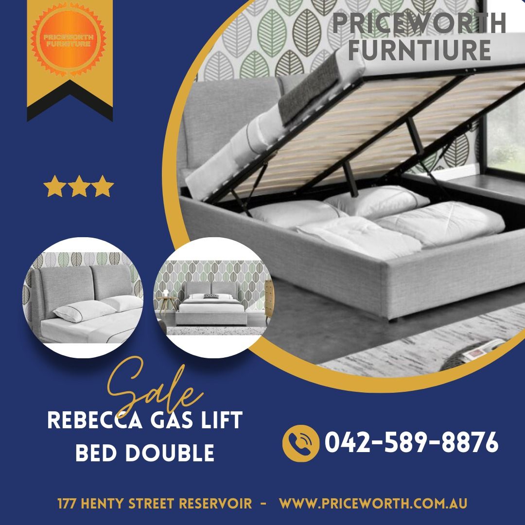 CLEARANCE SALE!!REBECCA GAS LIFT DOUBLE BED GREY, Home & Furniture