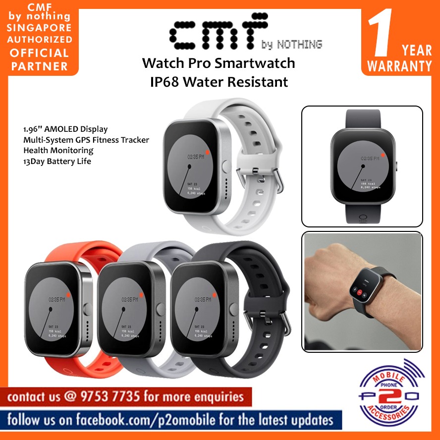CMF BY NOTHING Watch Pro Smartwatch, 1.96'' AMOLED Display, IP68 Water  Resistant Multi-System GPS Fitness Tracker, Mobile Phones & Gadgets,  Wearables & Smart Watches on Carousell