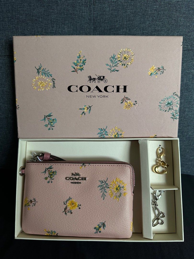Boxed corner zip wristlet in dandelion floral hotsell print canvas